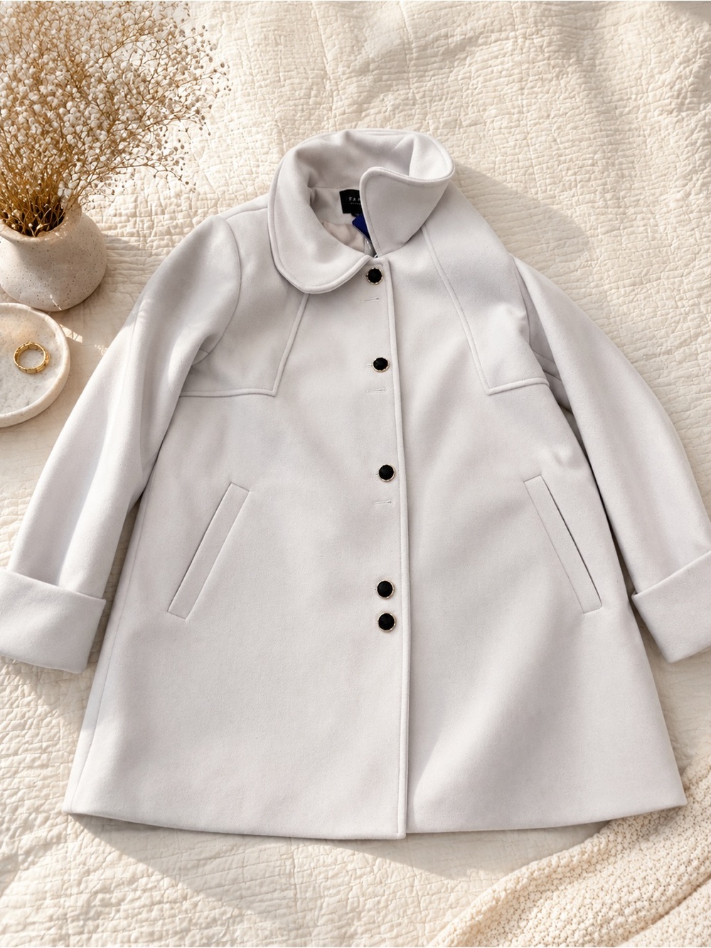 Light Gray Coat with Button Front